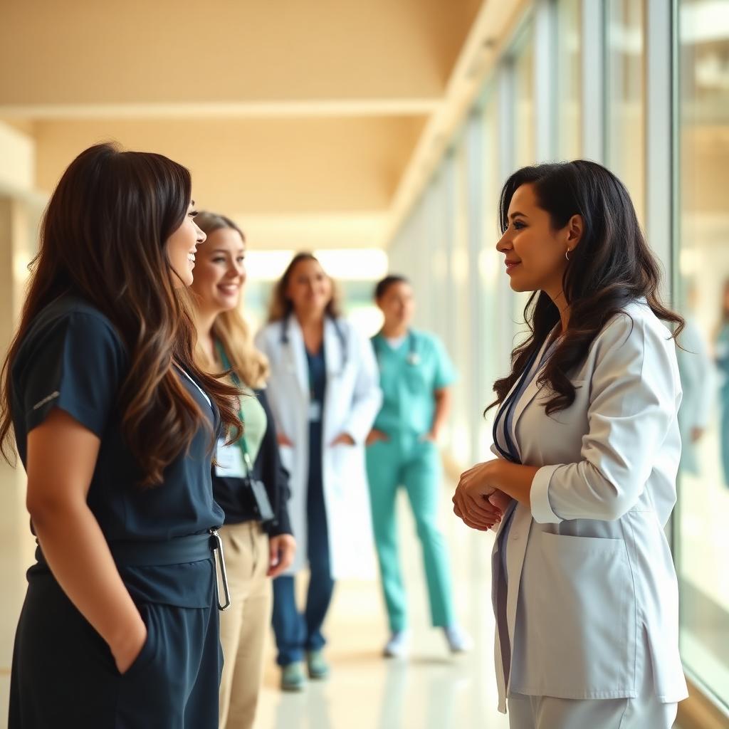 Diverse healthcare leaders in conversation