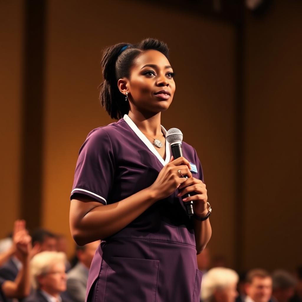 Nurse leader speaking on stage